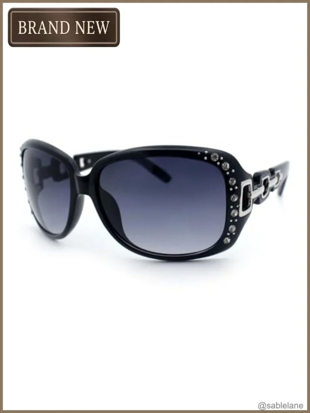 Oversized Rhinestone Sunglasses Women UV400 Rectangular